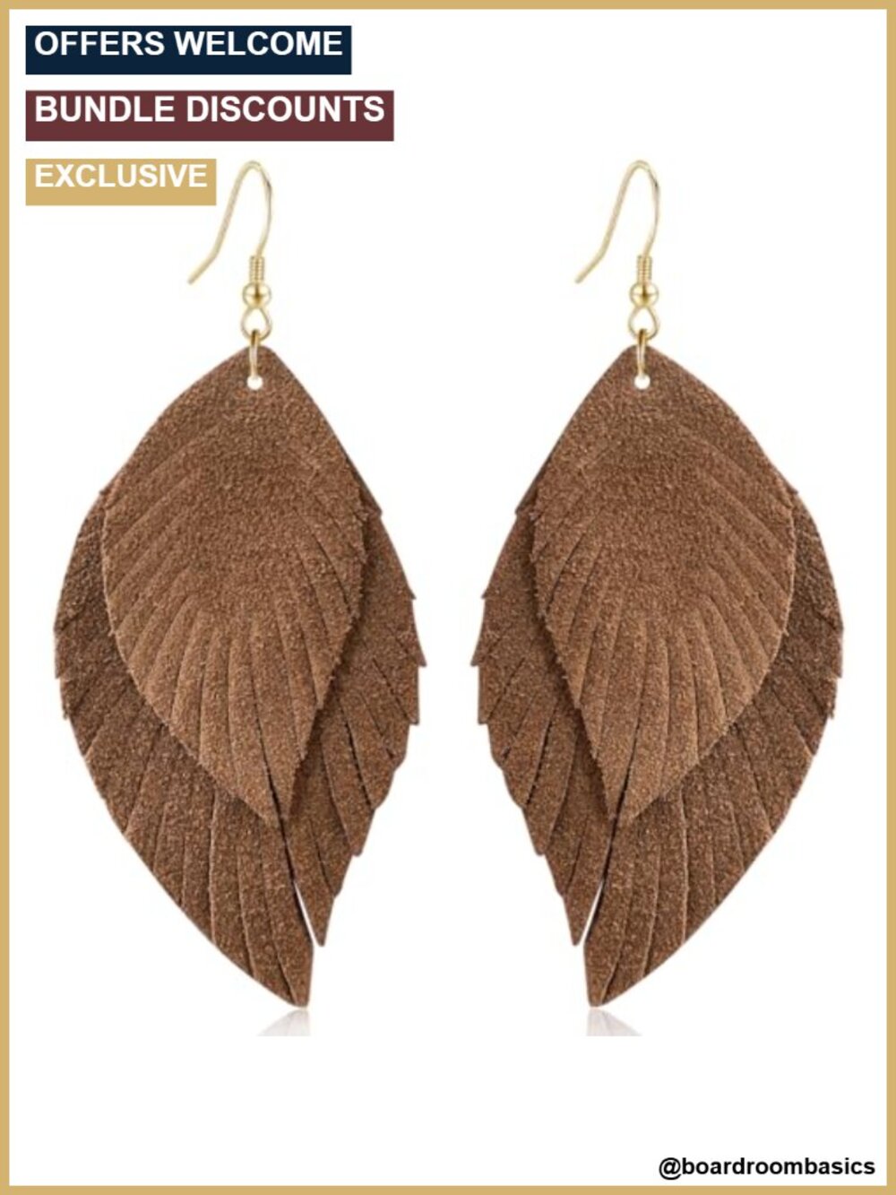 Genuine Leather Leaf Dangle Drop Earrings Lightweight Tassel Hook for Women